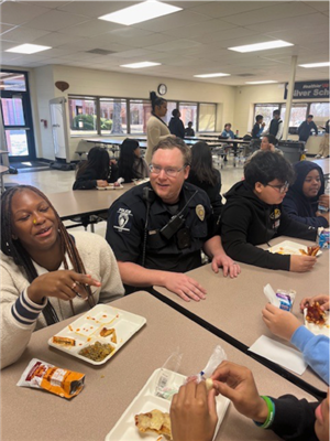 SRO having lunch with students